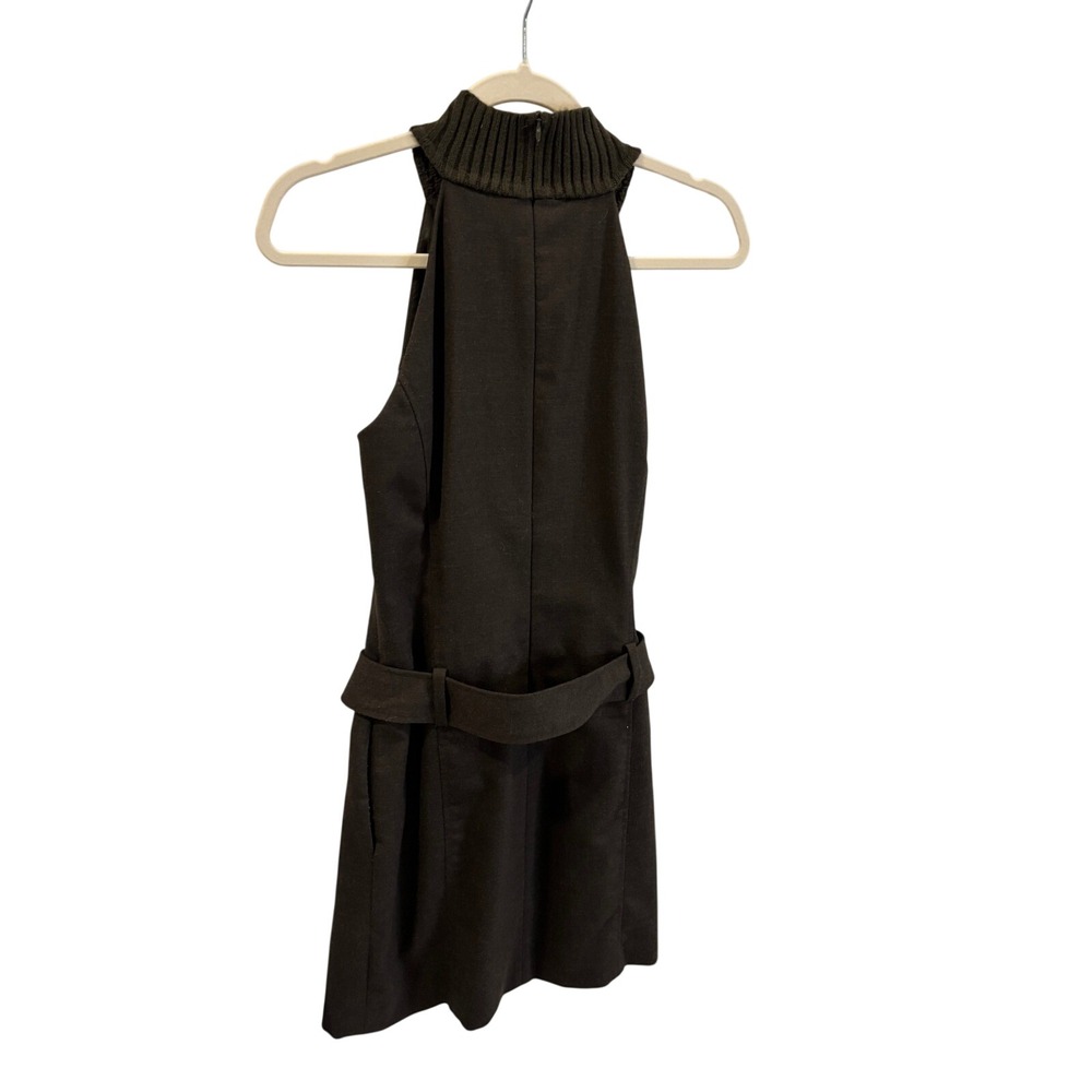Gianni Bini Brown Sleeveless Mock Neck Belted Mini Dress Size 2 Halter Shift